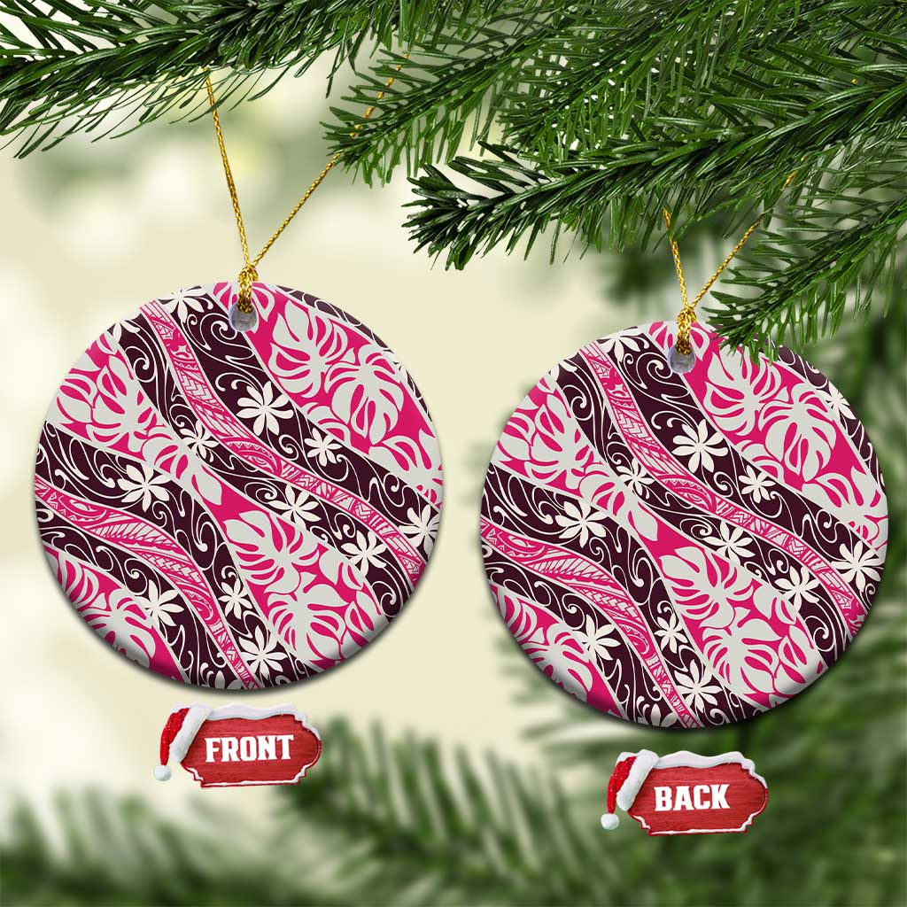 Tarona Tahiti Tiare Monstera Ceramic Ornament Polynesian Pattern Curve Style - Polynesian Pride