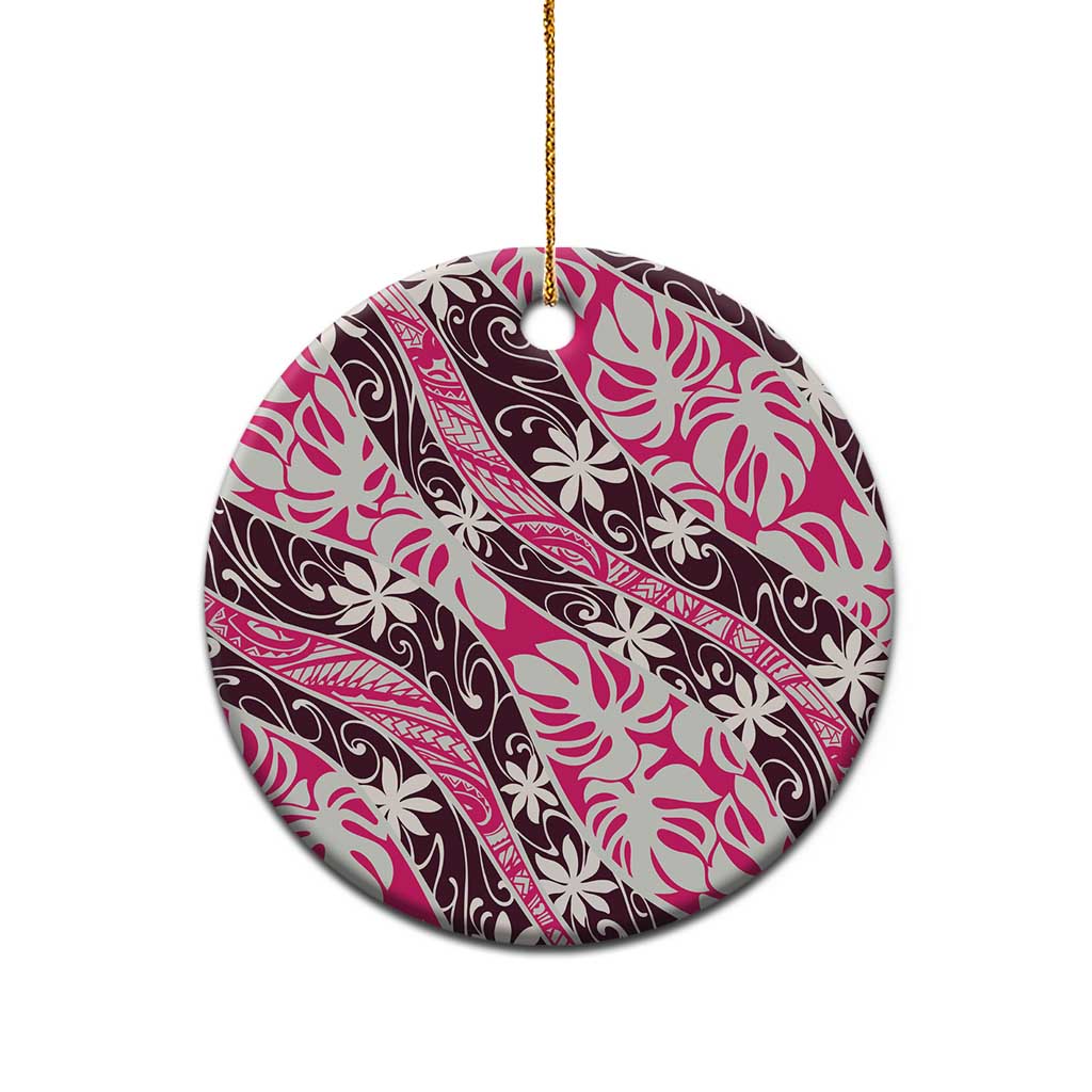 Tarona Tahiti Tiare Monstera Ceramic Ornament Polynesian Pattern Curve Style - Polynesian Pride
