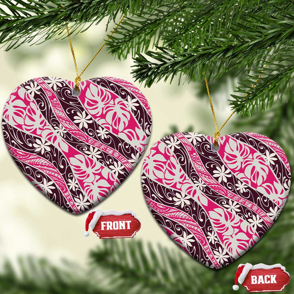 Tarona Tahiti Tiare Monstera Ceramic Ornament Polynesian Pattern Curve Style - Polynesian Pride