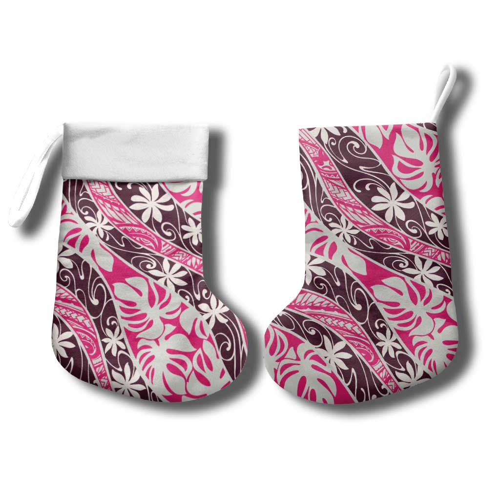 Tarona Tahiti Tiare Monstera Christmas Stocking Polynesian Pattern Curve Style - Polynesian Pride