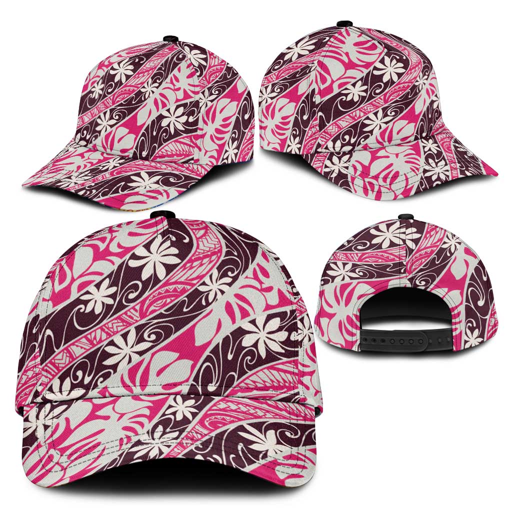 Tarona Tahiti Tiare Monstera Classic Cap Polynesian Pattern Curve Style - Polynesian Pride