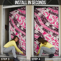 Tarona Tahiti Tiare Monstera Door Cover Polynesian Pattern Curve Style - Polynesian Pride