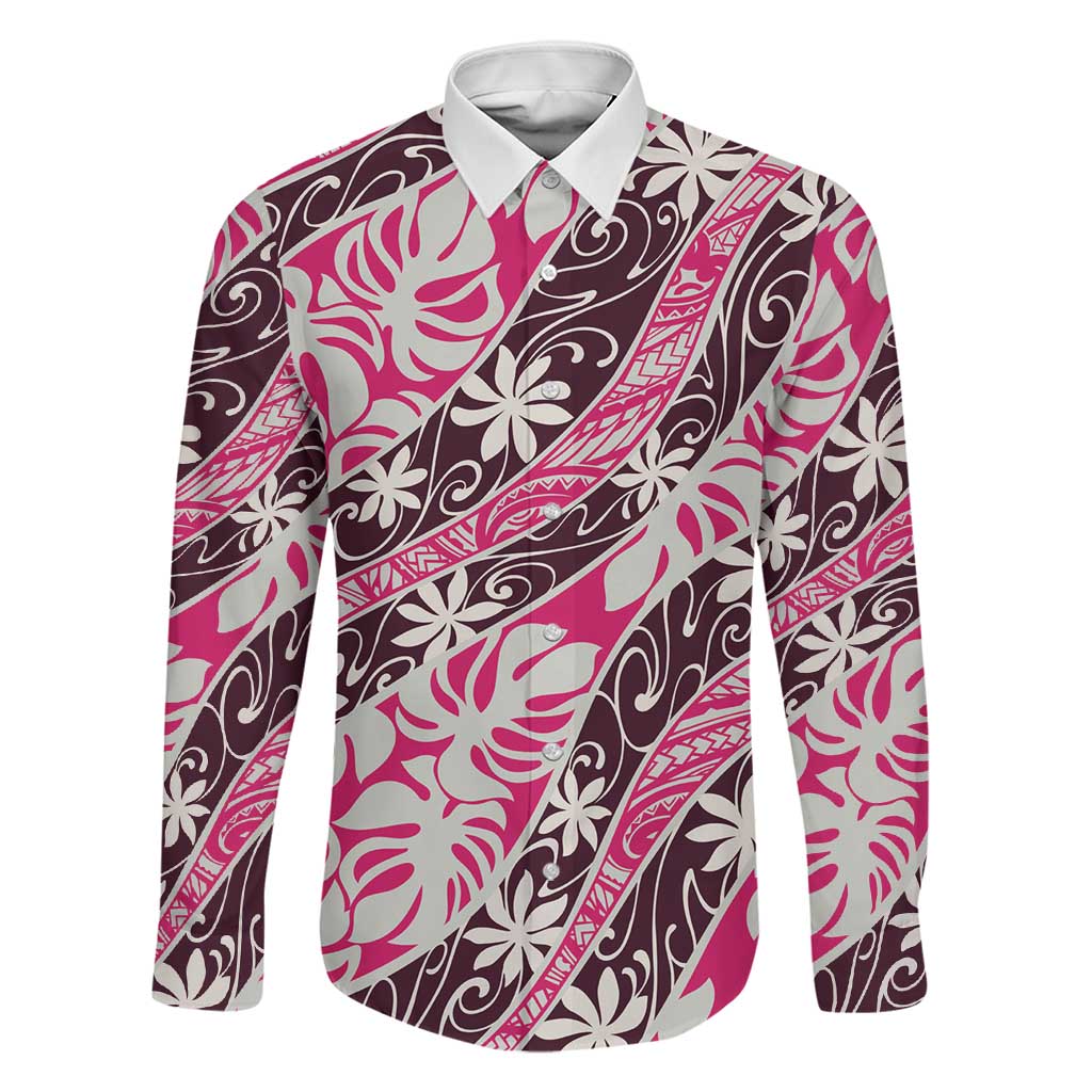 Tarona Tahiti Tiare Monstera Family Matching Off Shoulder Maxi Dress and Hawaiian Shirt Polynesian Pattern Curve Style - Polynesian Pride