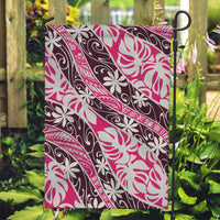 Tarona Tahiti Tiare Monstera Garden Flag Polynesian Pattern Curve Style - Polynesian Pride