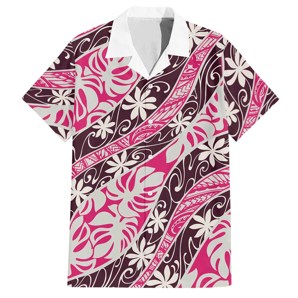 Tarona Tahiti Tiare Monstera Hawaiian Shirt Polynesian Pattern Curve Style - Polynesian Pride
