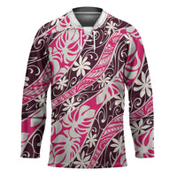 Tarona Tahiti Tiare Monstera Hockey Jersey Polynesian Pattern Curve Style - Polynesian Pride
