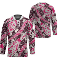 Tarona Tahiti Tiare Monstera Hockey Jersey Polynesian Pattern Curve Style - Polynesian Pride