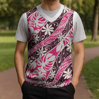Tarona Tahiti Tiare Monstera Christmas Knitted V-Neck Vest Polynesian Pattern Curve Style LT01 - Polynesian Pride