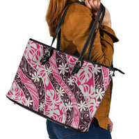 Tarona Tahiti Tiare Monstera Leather Tote Bag Polynesian Pattern Curve Style - Polynesian Pride