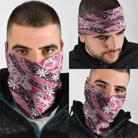 Tarona Tahiti Tiare Monstera Neck Gaiter Polynesian Pattern Curve Style - Polynesian Pride