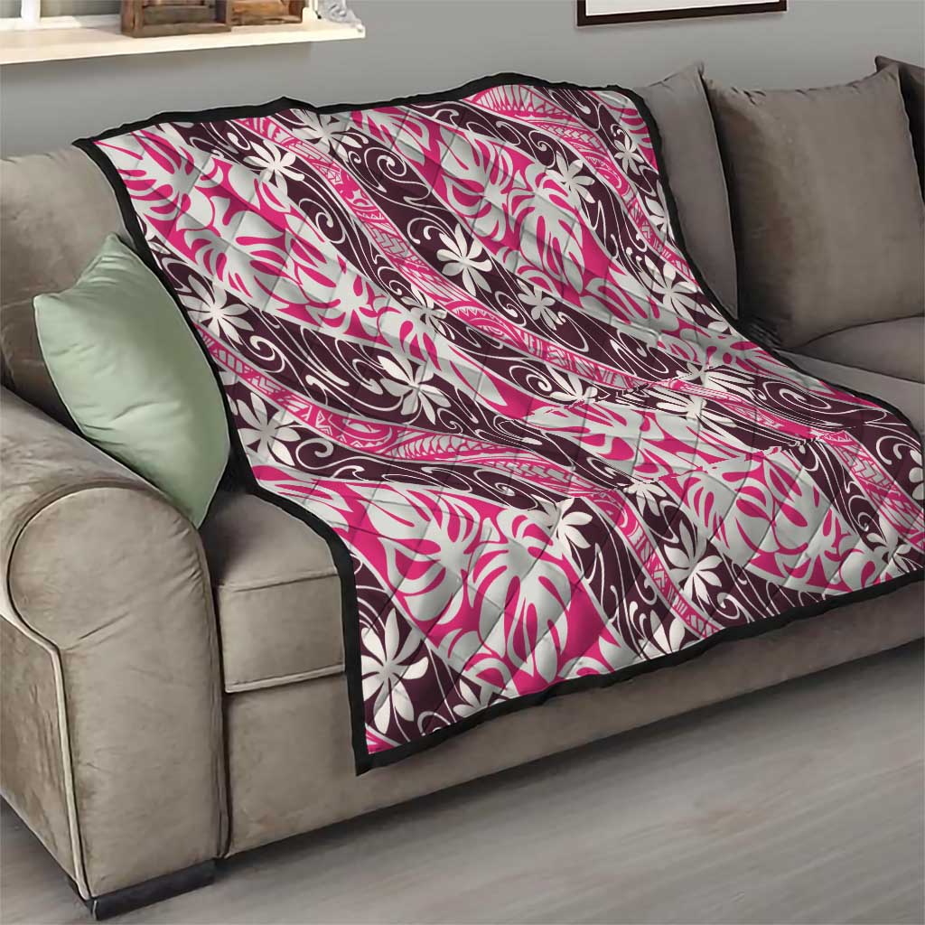 Tarona Tahiti Tiare Monstera Quilt Polynesian Pattern Curve Style - Polynesian Pride