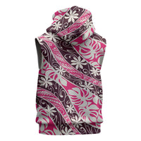 Tarona Tahiti Tiare Monstera Sleeveless Hoodie Polynesian Pattern Curve Style - Polynesian Pride