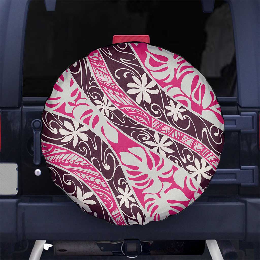 Tarona Tahiti Tiare Monstera Spare Tire Cover Polynesian Pattern Curve Style - Polynesian Pride