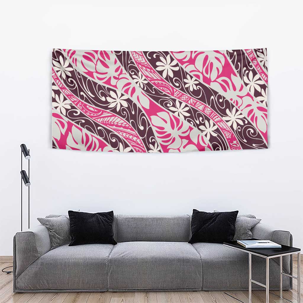 Tarona Tahiti Tiare Monstera Tapestry Polynesian Pattern Curve Style - Polynesian Pride