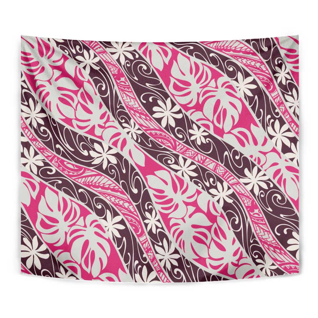 Tarona Tahiti Tiare Monstera Tapestry Polynesian Pattern Curve Style - Polynesian Pride