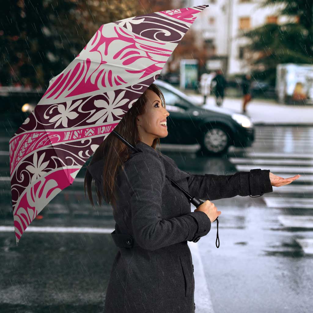 Tarona Tahiti Tiare Monstera Umbrella Polynesian Pattern Curve Style - Polynesian Pride