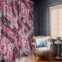 Tarona Tahiti Tiare Monstera Window Curtain Polynesian Pattern Curve Style - Polynesian Pride