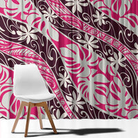 Tarona Tahiti Tiare Monstera Window Curtain Polynesian Pattern Curve Style - Polynesian Pride