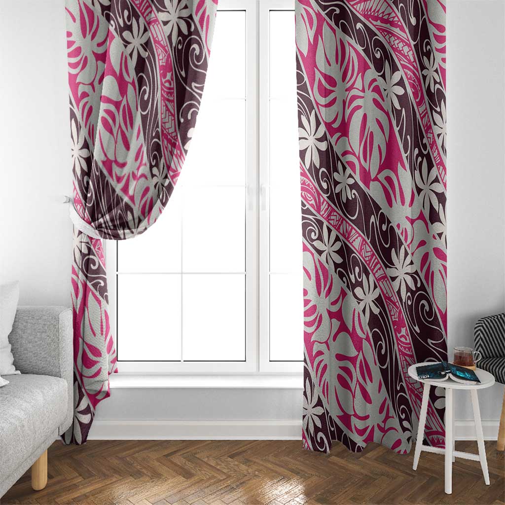 Tarona Tahiti Tiare Monstera Window Curtain Polynesian Pattern Curve Style - Polynesian Pride