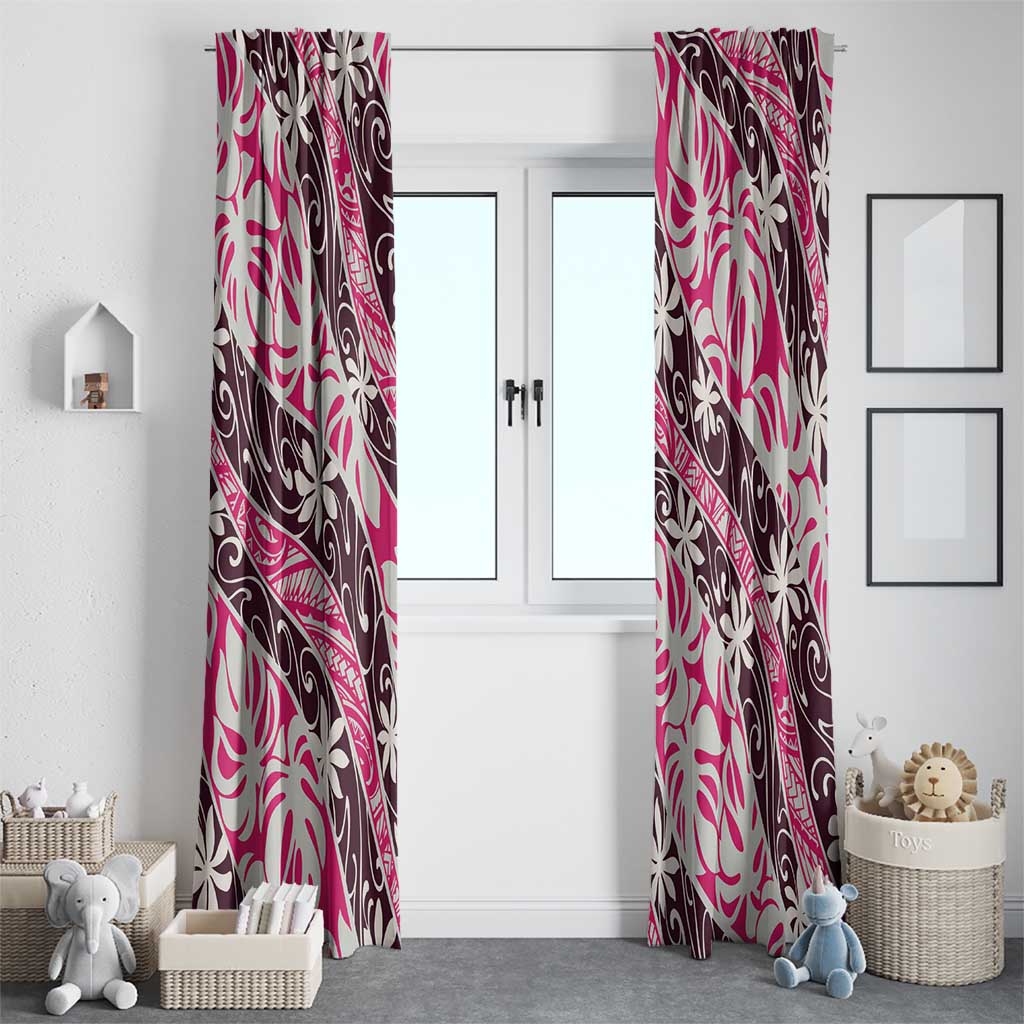 Tarona Tahiti Tiare Monstera Window Curtain Polynesian Pattern Curve Style - Polynesian Pride