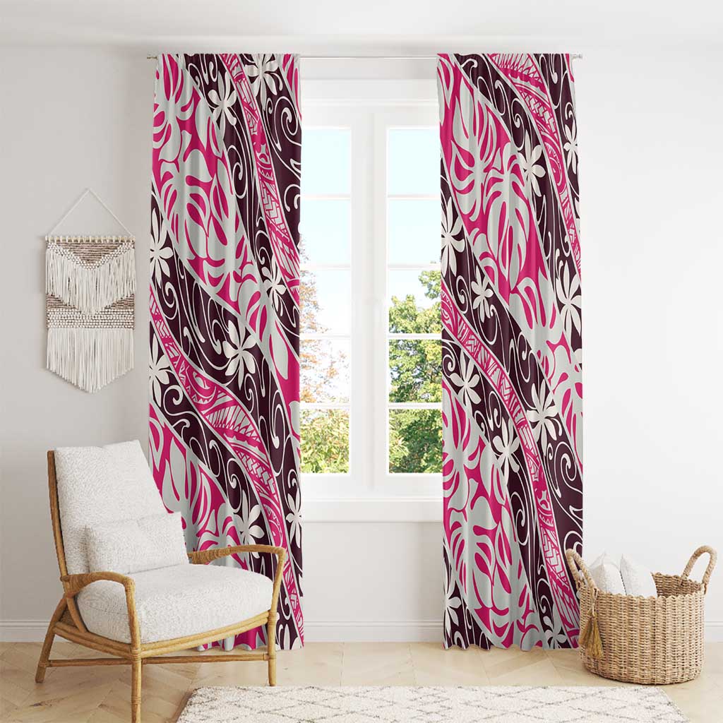 Tarona Tahiti Tiare Monstera Window Curtain Polynesian Pattern Curve Style - Polynesian Pride