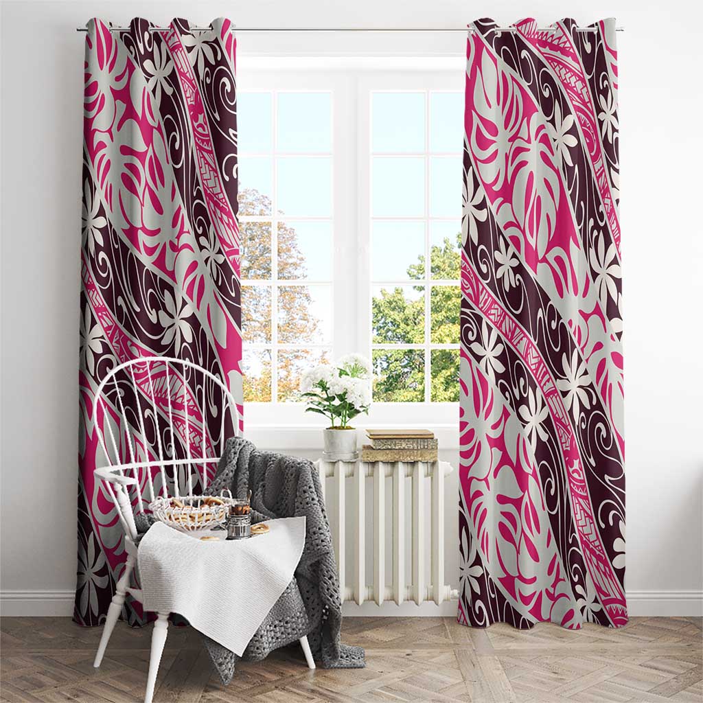 Tarona Tahiti Tiare Monstera Window Curtain Polynesian Pattern Curve Style - Polynesian Pride