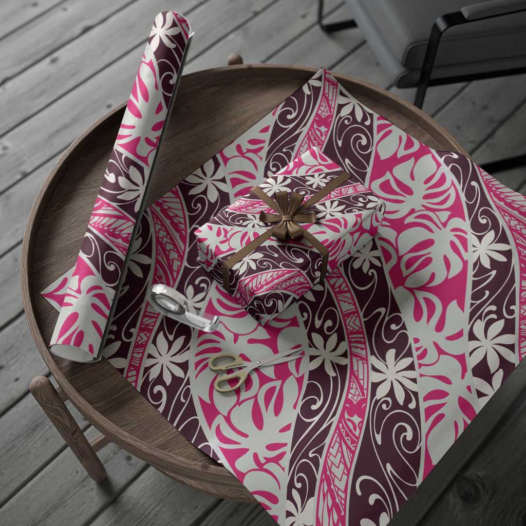 Tarona Tahiti Tiare Monstera Wrapping Paper Polynesian Pattern Curve Style - Polynesian Pride