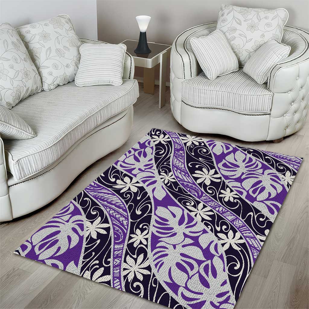 Vareau Tahiti Tiare Monstera Area Rug Polynesian Pattern Curve Style - Polynesian Pride