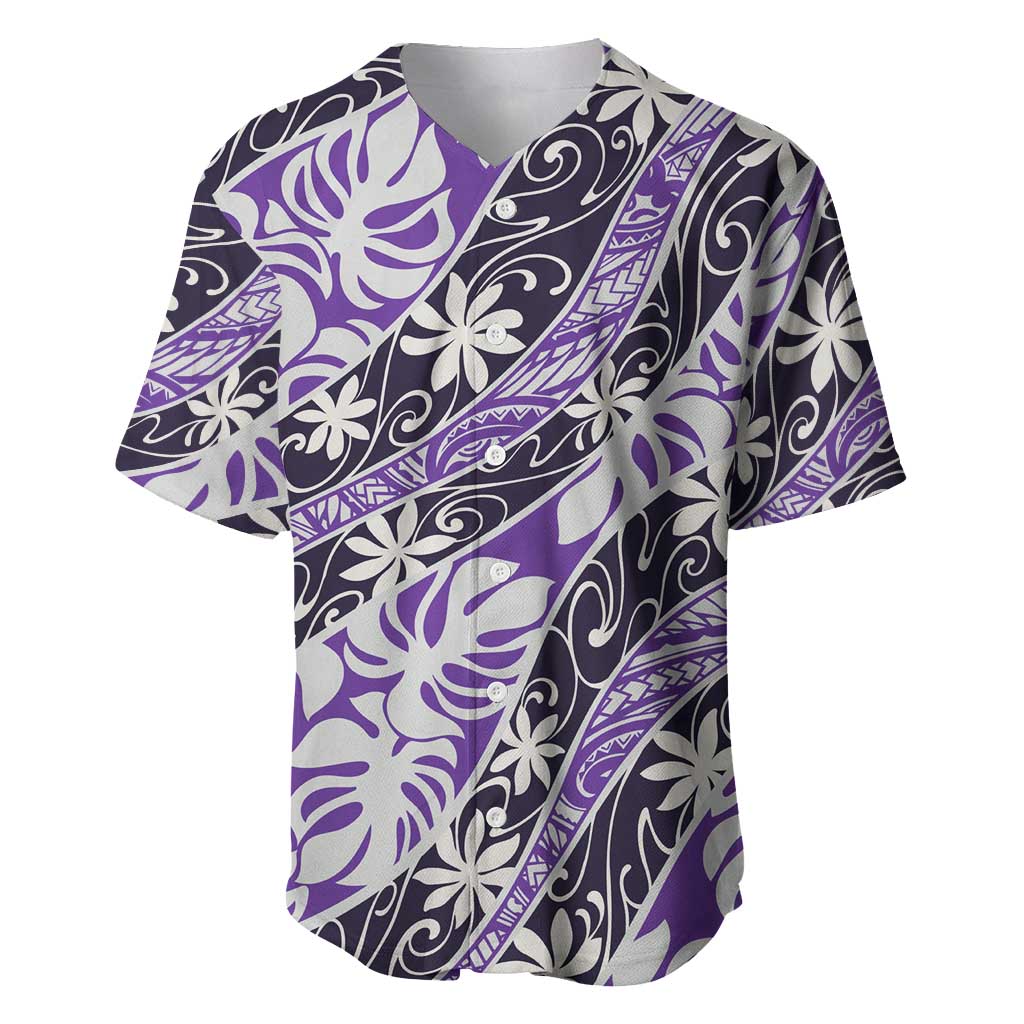 Vareau Tahiti Tiare Monstera Baseball Jersey Polynesian Pattern Curve Style - Polynesian Pride