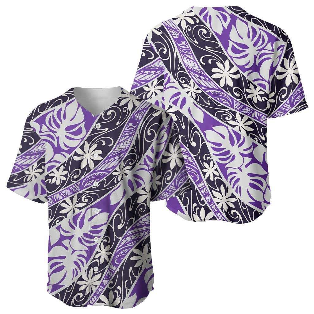 Vareau Tahiti Tiare Monstera Baseball Jersey Polynesian Pattern Curve Style - Polynesian Pride