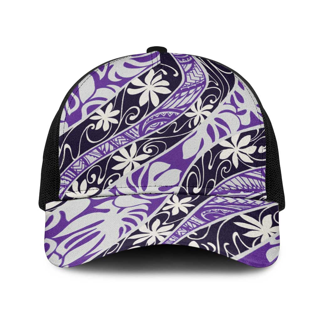 Vareau Tahiti Tiare Monstera Baseball Net Cap Polynesian Pattern Curve Style - Polynesian Pride