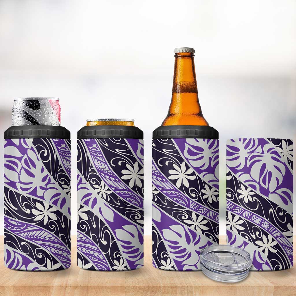 Vareau Tahiti Tiare Monstera 4 in 1 Can Cooler Tumbler Polynesian Pattern Curve Style - Polynesian Pride