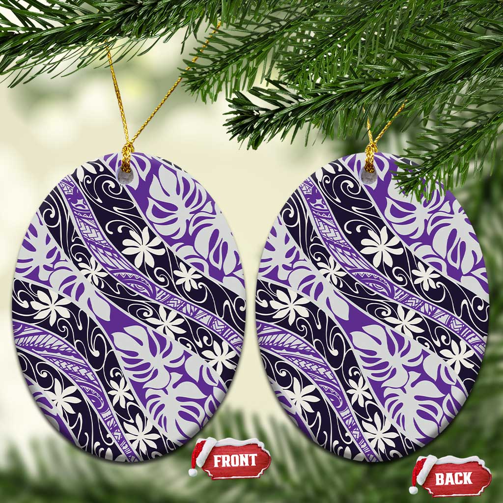 Vareau Tahiti Tiare Monstera Ceramic Ornament Polynesian Pattern Curve Style - Polynesian Pride
