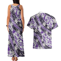 Vareau Tahiti Tiare Monstera Couples Matching Tank Maxi Dress and Hawaiian Shirt Polynesian Pattern Curve Style - Polynesian Pride