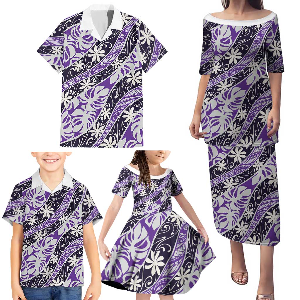 Vareau Tahiti Tiare Monstera Family Matching Puletasi and Hawaiian Shirt Polynesian Pattern Curve Style LT01 - Polynesian Pride