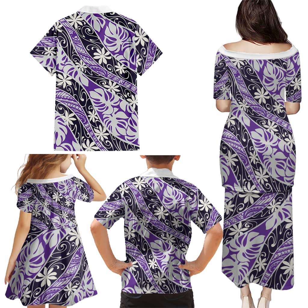 Vareau Tahiti Tiare Monstera Family Matching Puletasi and Hawaiian Shirt Polynesian Pattern Curve Style LT01 - Polynesian Pride