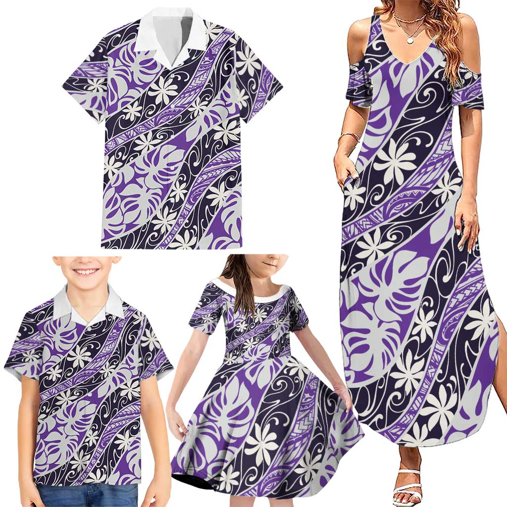 Vareau Tahiti Tiare Monstera Family Matching Summer Maxi Dress and Hawaiian Shirt Polynesian Pattern Curve Style LT01 - Polynesian Pride