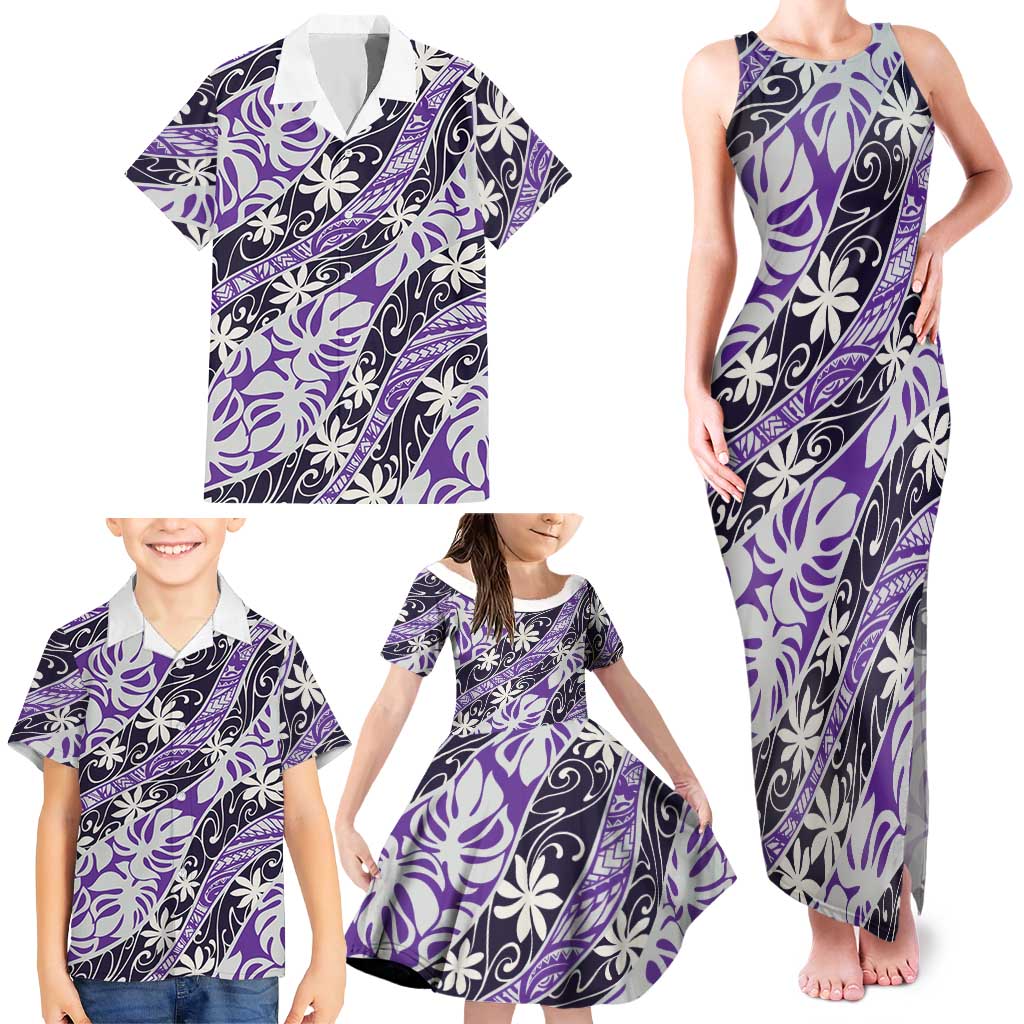 Vareau Tahiti Tiare Monstera Family Matching Tank Maxi Dress and Hawaiian Shirt Polynesian Pattern Curve Style - Polynesian Pride