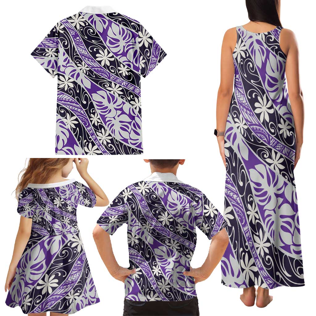 Vareau Tahiti Tiare Monstera Family Matching Tank Maxi Dress and Hawaiian Shirt Polynesian Pattern Curve Style LT01 - Polynesian Pride