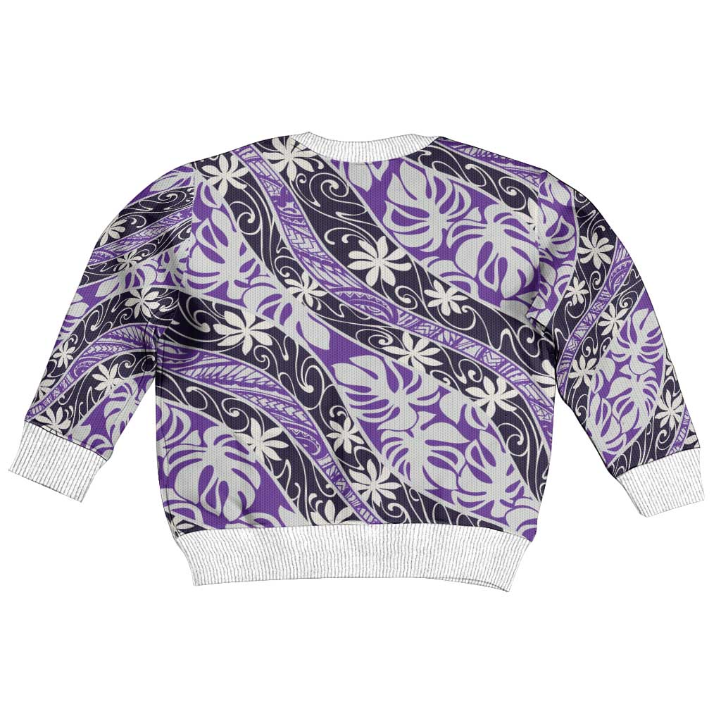 Vareau Tahiti Tiare Monstera Kid Ugly Christmas Sweater Polynesian Pattern Curve Style - Polynesian Pride