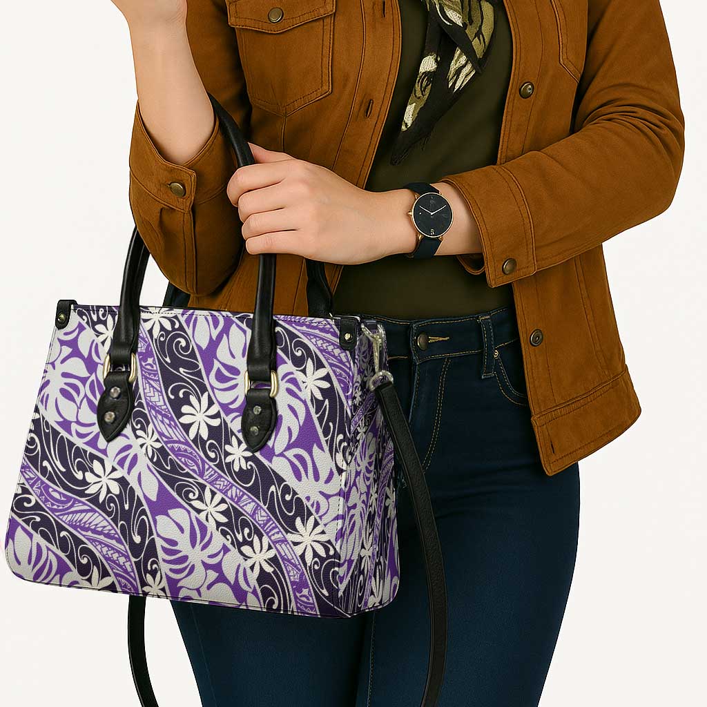 Vareau Tahiti Tiare Monstera Leather Bag Polynesian Pattern Curve Style - Polynesian Pride