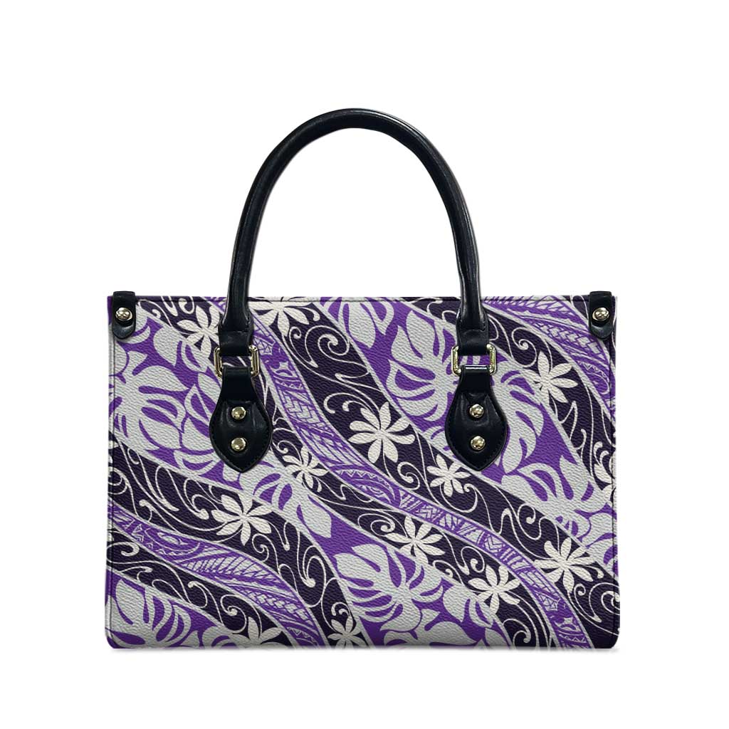Vareau Tahiti Tiare Monstera Leather Bag Polynesian Pattern Curve Style - Polynesian Pride