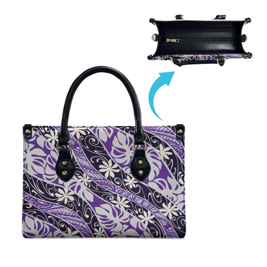 Vareau Tahiti Tiare Monstera Leather Bag Polynesian Pattern Curve Style - Polynesian Pride