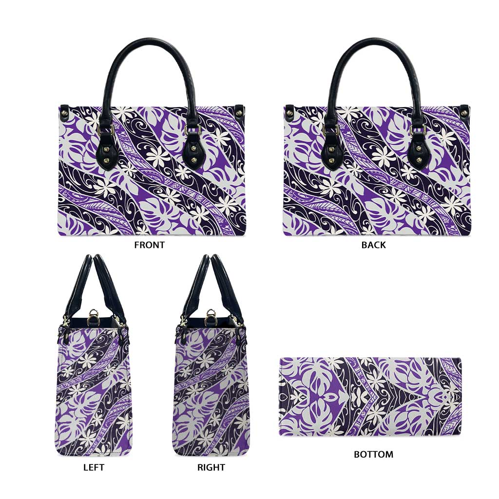 Vareau Tahiti Tiare Monstera Leather Bag Polynesian Pattern Curve Style - Polynesian Pride