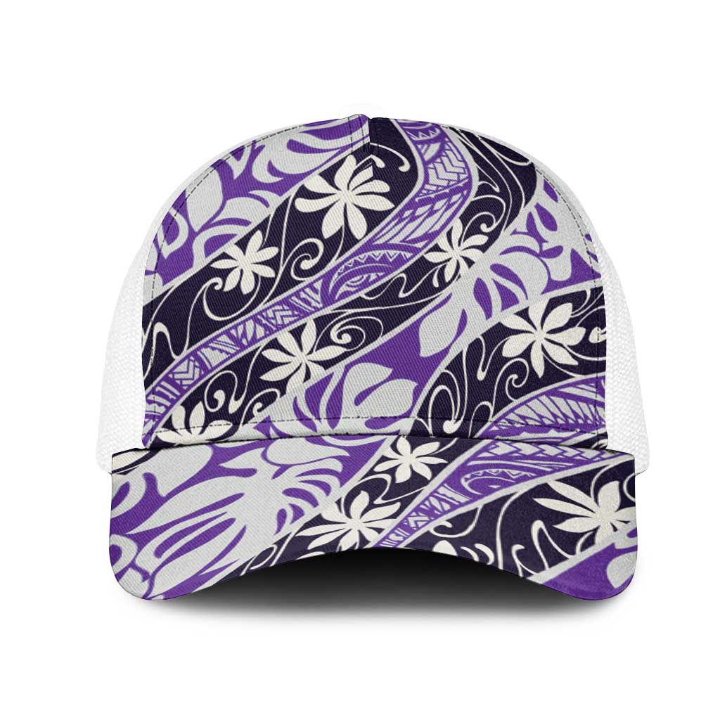 Vareau Tahiti Tiare Monstera Mesh Trucker Cap Polynesian Pattern Curve Style - Polynesian Pride