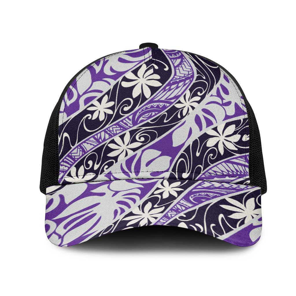Vareau Tahiti Tiare Monstera Mesh Trucker Cap Polynesian Pattern Curve Style - Polynesian Pride