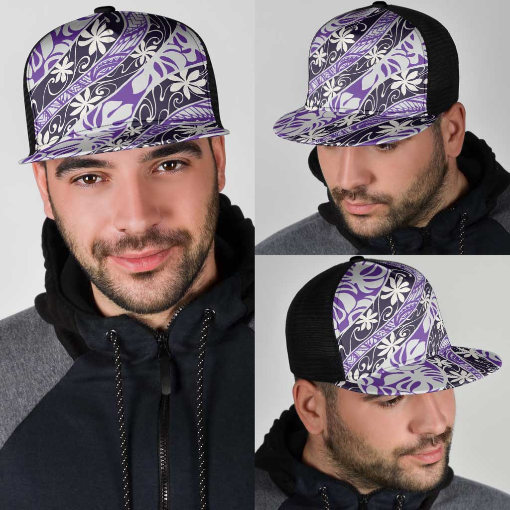 Vareau Tahiti Tiare Monstera Mesh Trucker Cap Polynesian Pattern Curve Style - Polynesian Pride