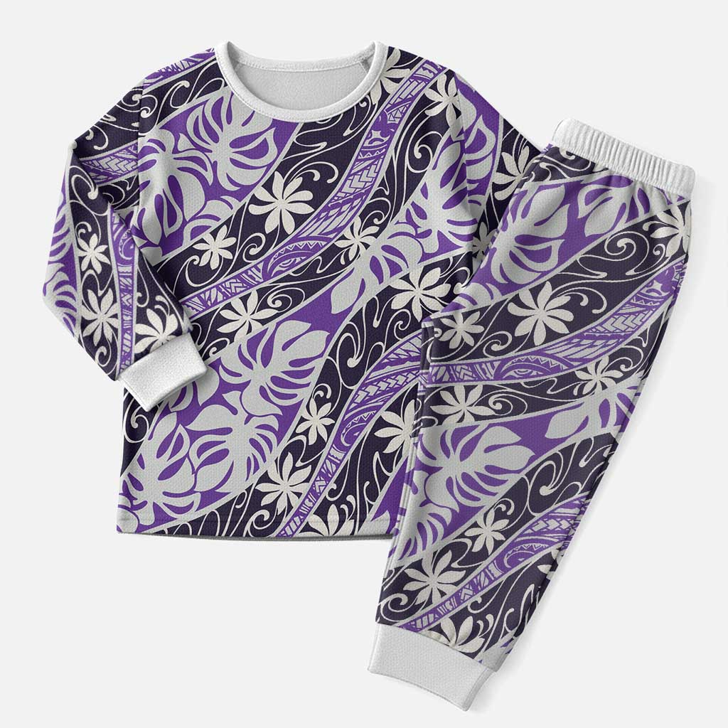 Vareau Tahiti Tiare Monstera Christmas Pajama Set Polynesian Pattern Curve Style - Polynesian Pride