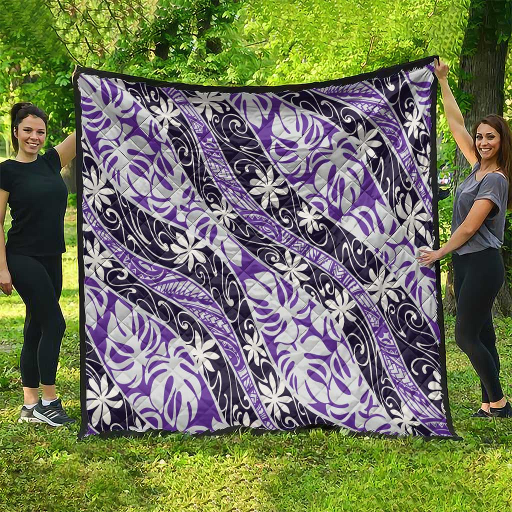 Vareau Tahiti Tiare Monstera Quilt Polynesian Pattern Curve Style - Polynesian Pride
