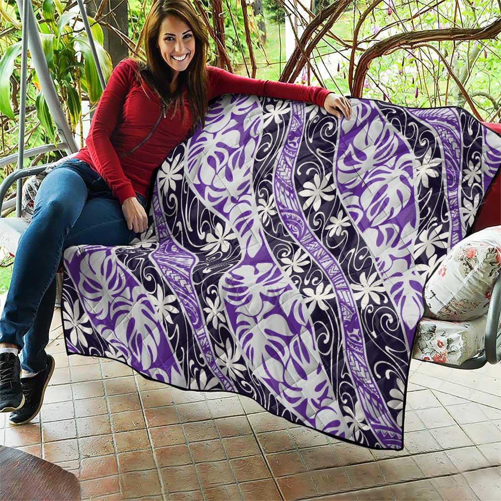 Vareau Tahiti Tiare Monstera Quilt Polynesian Pattern Curve Style - Polynesian Pride